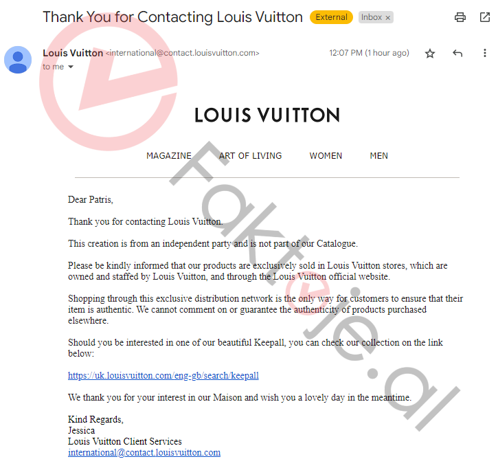 Përgjigjia e Louis Vuitton