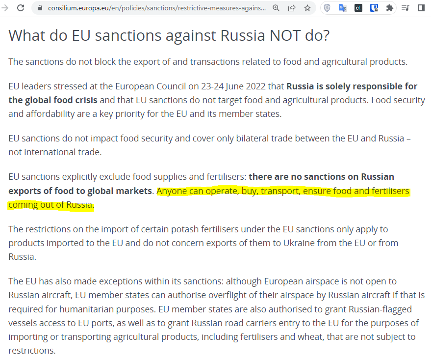 *faksimile e faqes zyrtare të BE ku shpjegohen sanksionet e vendosura nga BE-ja ndaj Rusisë