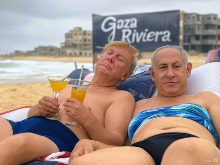 E gjeneruar foto e Trump dhe Netanyahu në Gaza Riviera