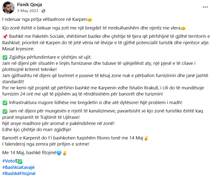 Premtimi i Fisnik Qoses