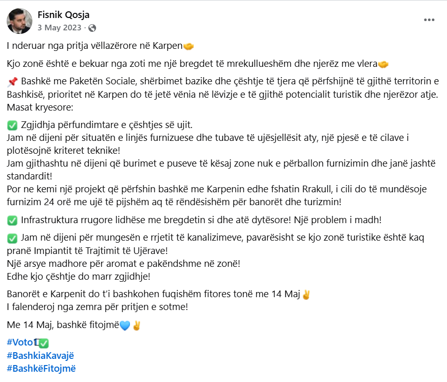Premtimi i Fisnik Qoses