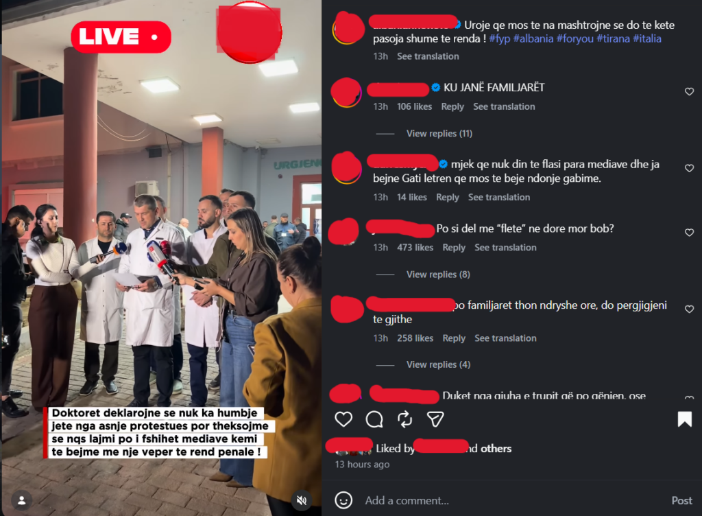 Screenshot nga rrjetet sociale