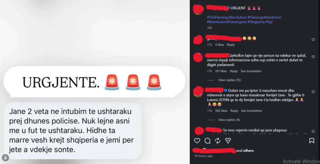 Screenshot nga rrjetet sociale