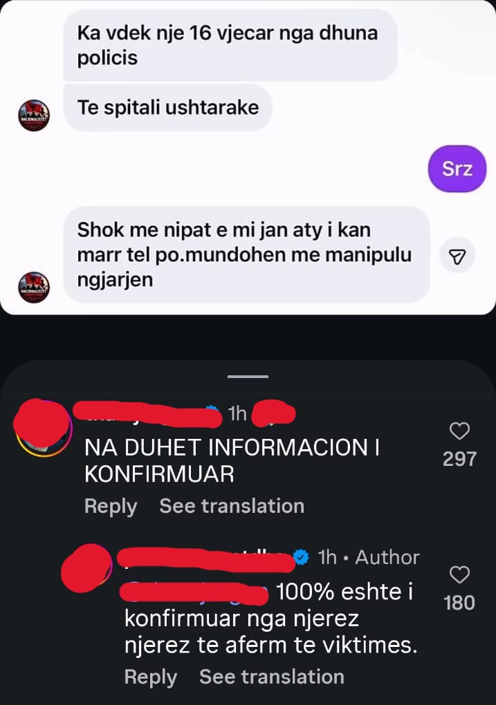 Screenshot nga rrjetet sociale